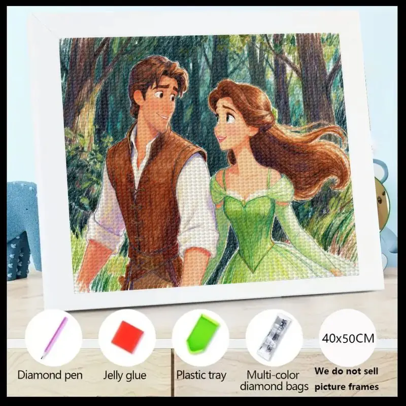 

1 шт. 5D DIY полный дрель комплект алмазной живописи, романтическая мультяшная пара, сказка, принц и принцесса, искусство, кристалл, большой драгоценный камень, горный хрусталь