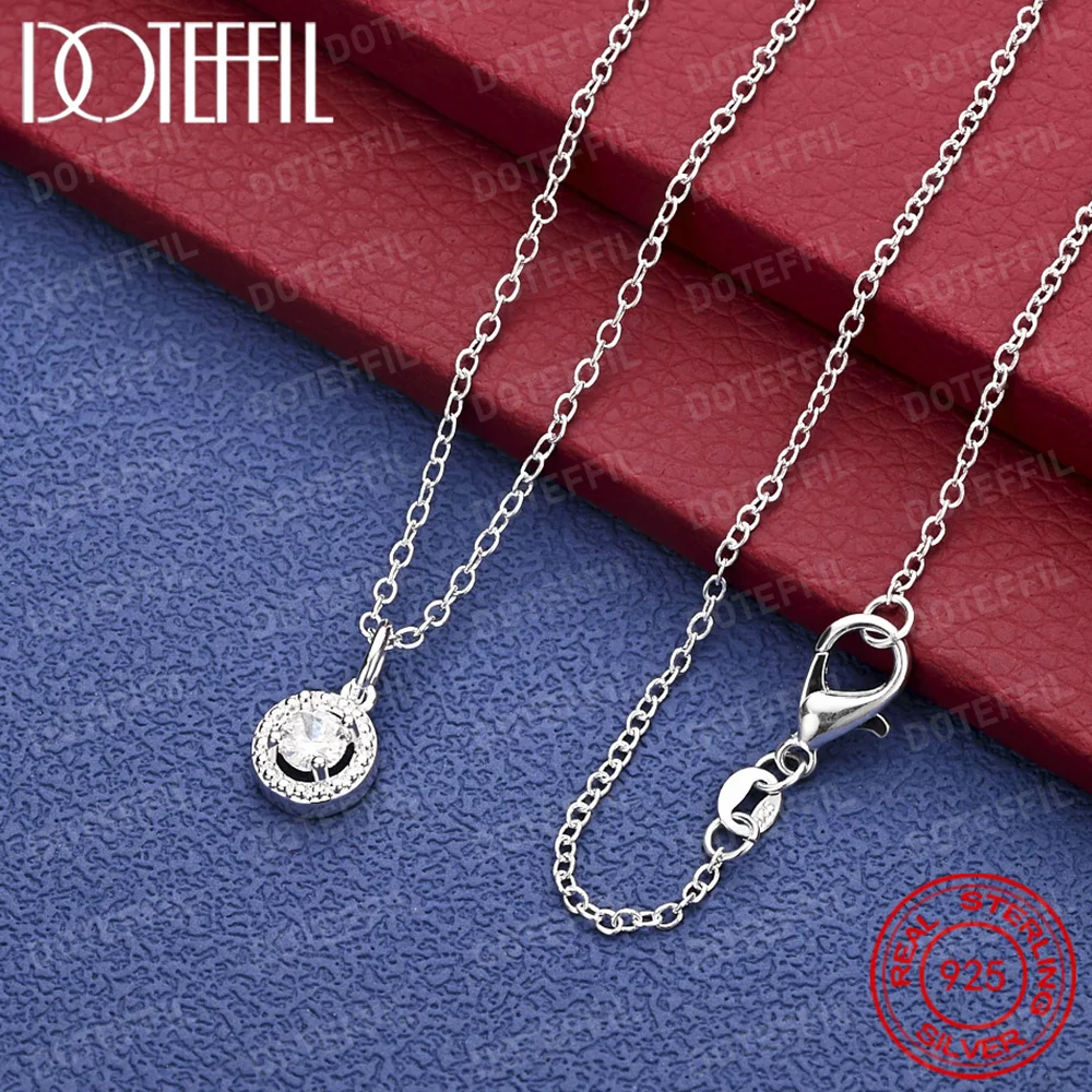 

Изысканное ожерелье из стерлингового серебра 925 пробы с круглым цирконом для женщин, очаровательный аксессуар для вечеринки и свадьбы