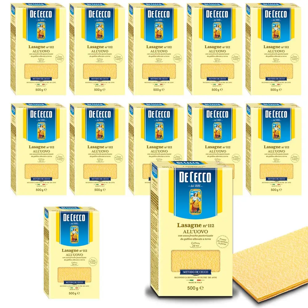 De Cecco Lasagne Egg No.112, verpakking van 500 g (2,5 kg)