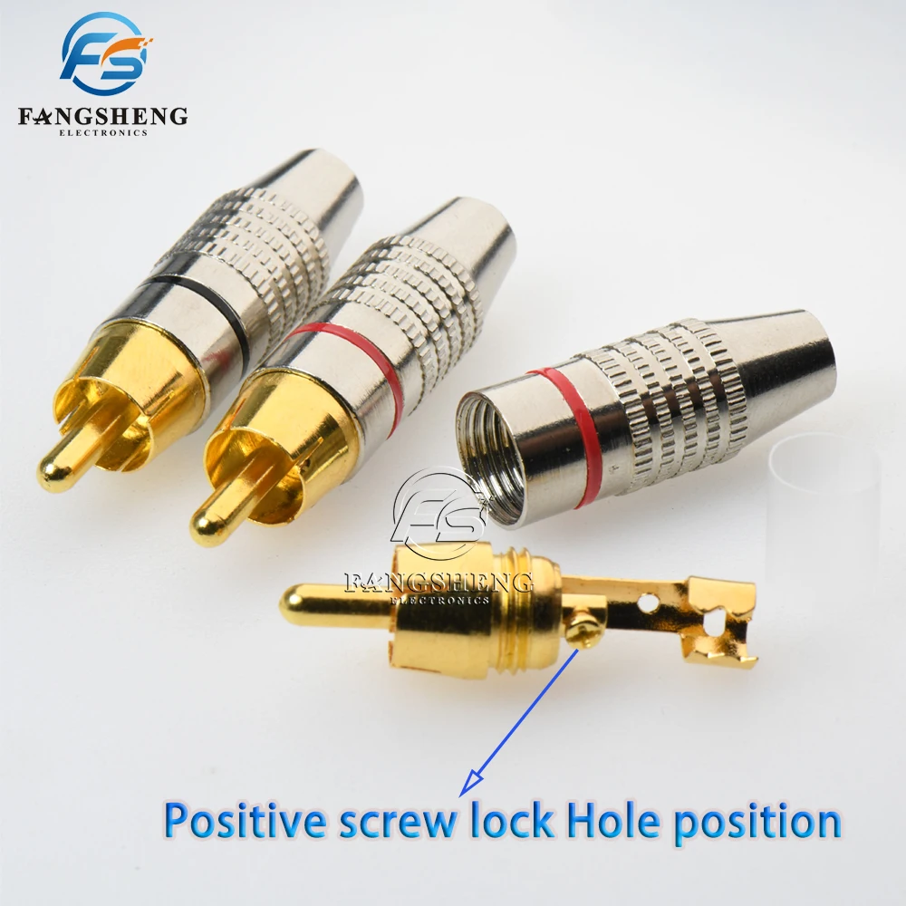 1/4/10 قطعة RCA ذكر موصل غير لحام التوصيل كمية عالية محول للصوت كابل التوصيل فيديو كاميرا تلفزيونات الدوائر المغلقة لحام خالية #2