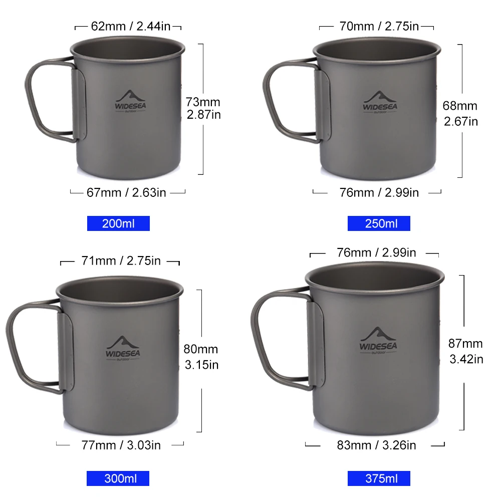 Imagem -02 - Widesea-titanium Camping Caneca Copo Louça Turística Utensílios de Piquenique Equipamento de Cozinha ao ar Livre Viagem Cozinhar Conjunto Panelas de Caminhada