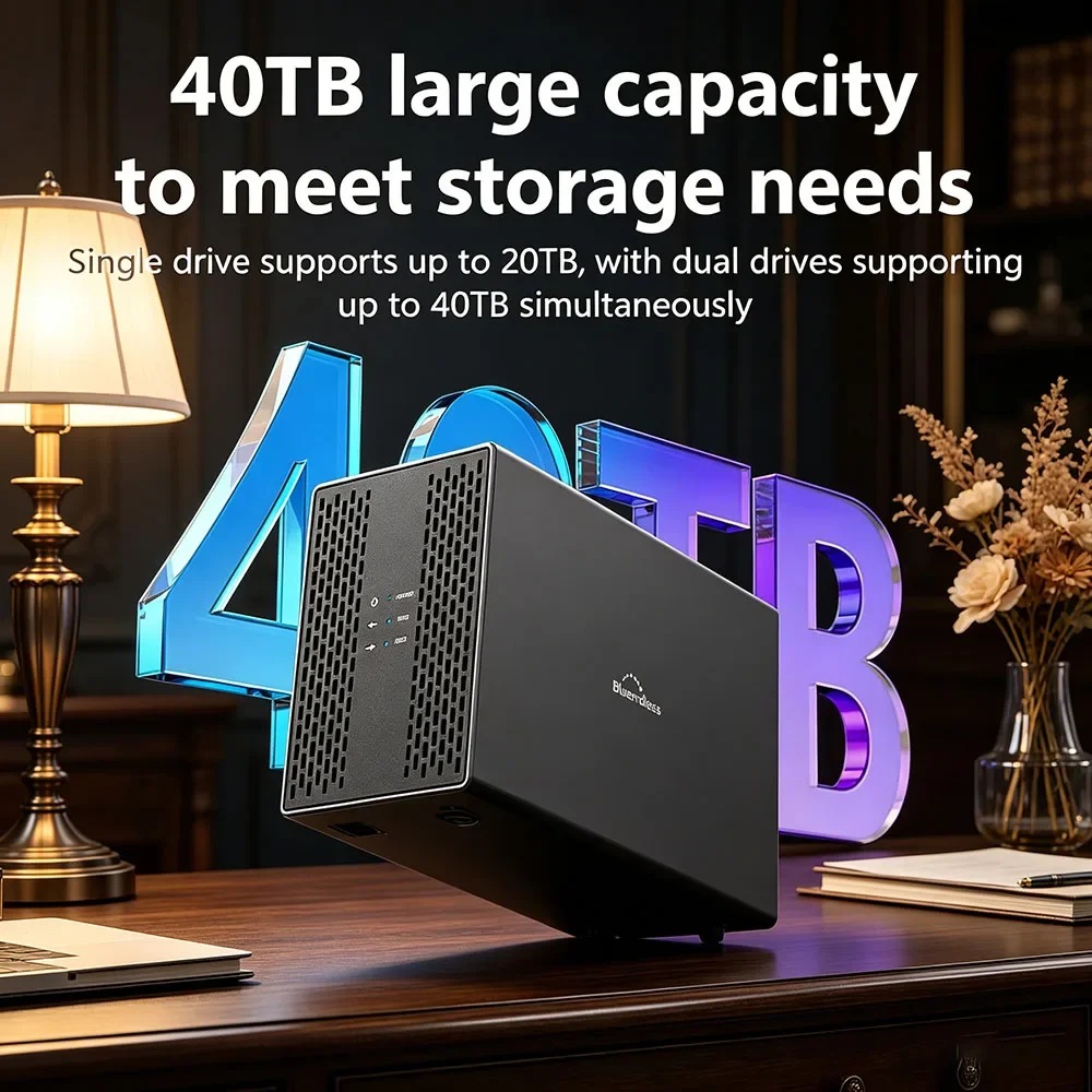 

Deluxe Type C Dual Hard Drive Enclosure Dual Bay Heat Dissipation 3.5 USB 3.0 External SATA Array Box