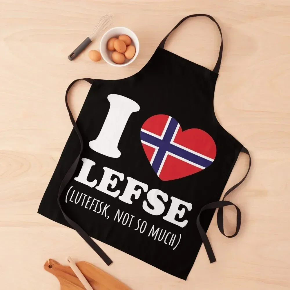 

I Love Lefse Lutefisk, Not So Much Norway Flag Apron New year's Kitchen Apras For Women kitchen clothes for men Beauty Apron