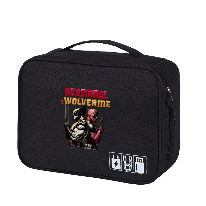 Deadpool & Wolverine-Bolsa de almacenamiento para cables, bolso de mano con cargador electrónico Digital, portátil, impermeable, para teléfono móvil, 2024