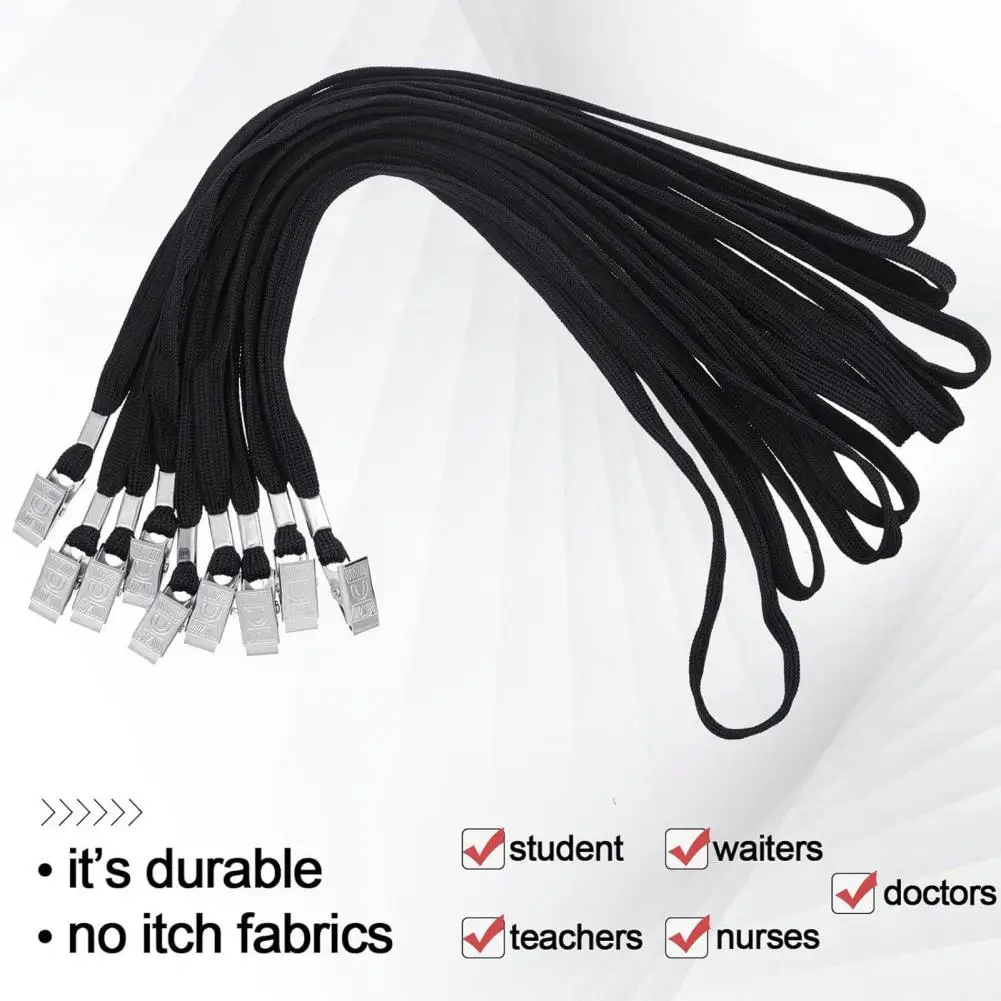 20개 45cm 신분증 홀더 끈 포함 투명 이름표 배지 홀더 및 클립이 있는 목걸이 끈 사무실 학교 행사용