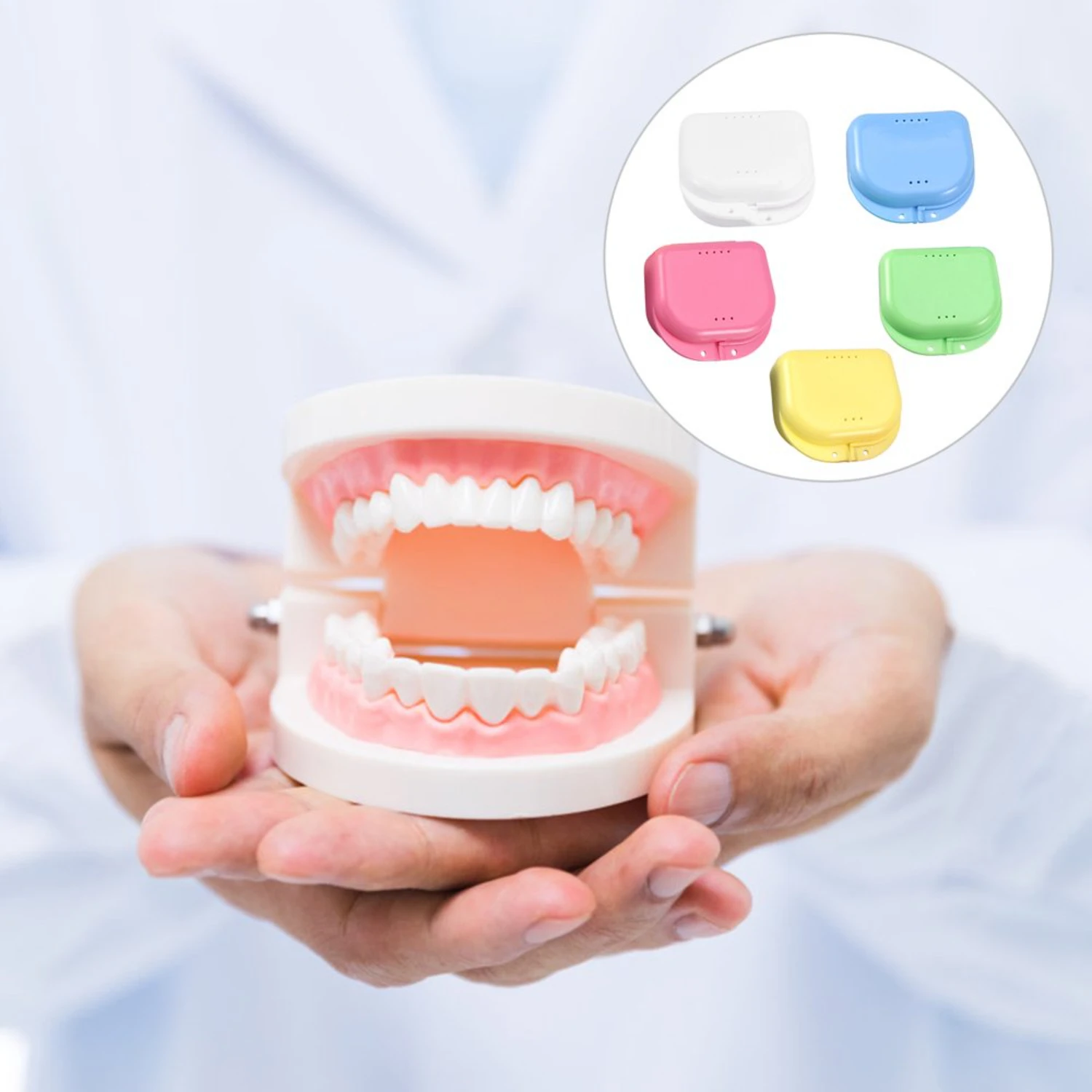 Denture Bath Case with Basket Holder for Travel and Cleaning