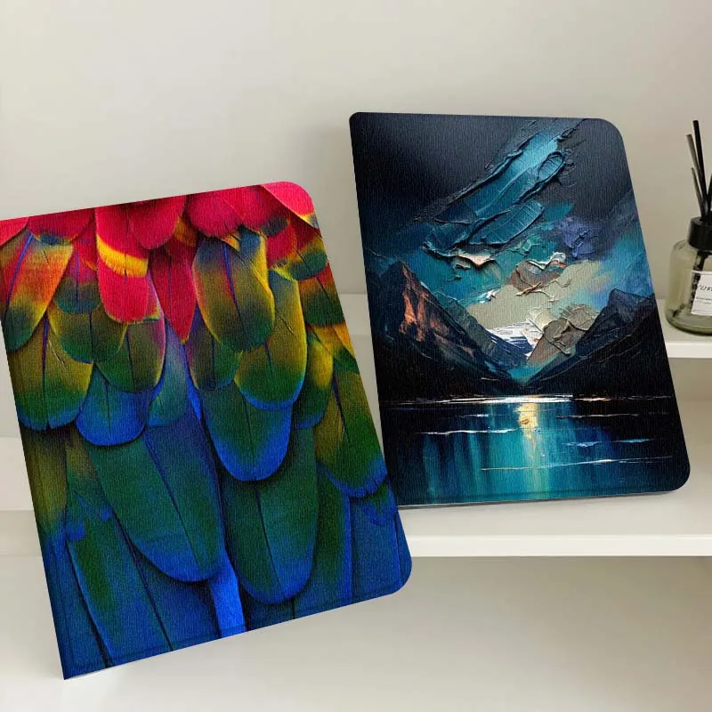 

Parrot Feather Colorful Tablet Case For Samsung Tab Galaxy S6 S11 A A7 A8 A9 A11 10.1 10.4 10.5 Plus Lite Gift