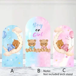 Mehofond Custom 2-Sided Gender Reveal Bear Boy or Girl Birthday Party Baby Shower Covers Arch Background Decor Backdrop Photo