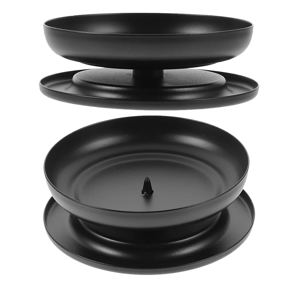 

2pcs Metal Holders Retro Iron Plate Tabletop Decor For Wedding Home Desktop Tray Centerpiece Iron Art