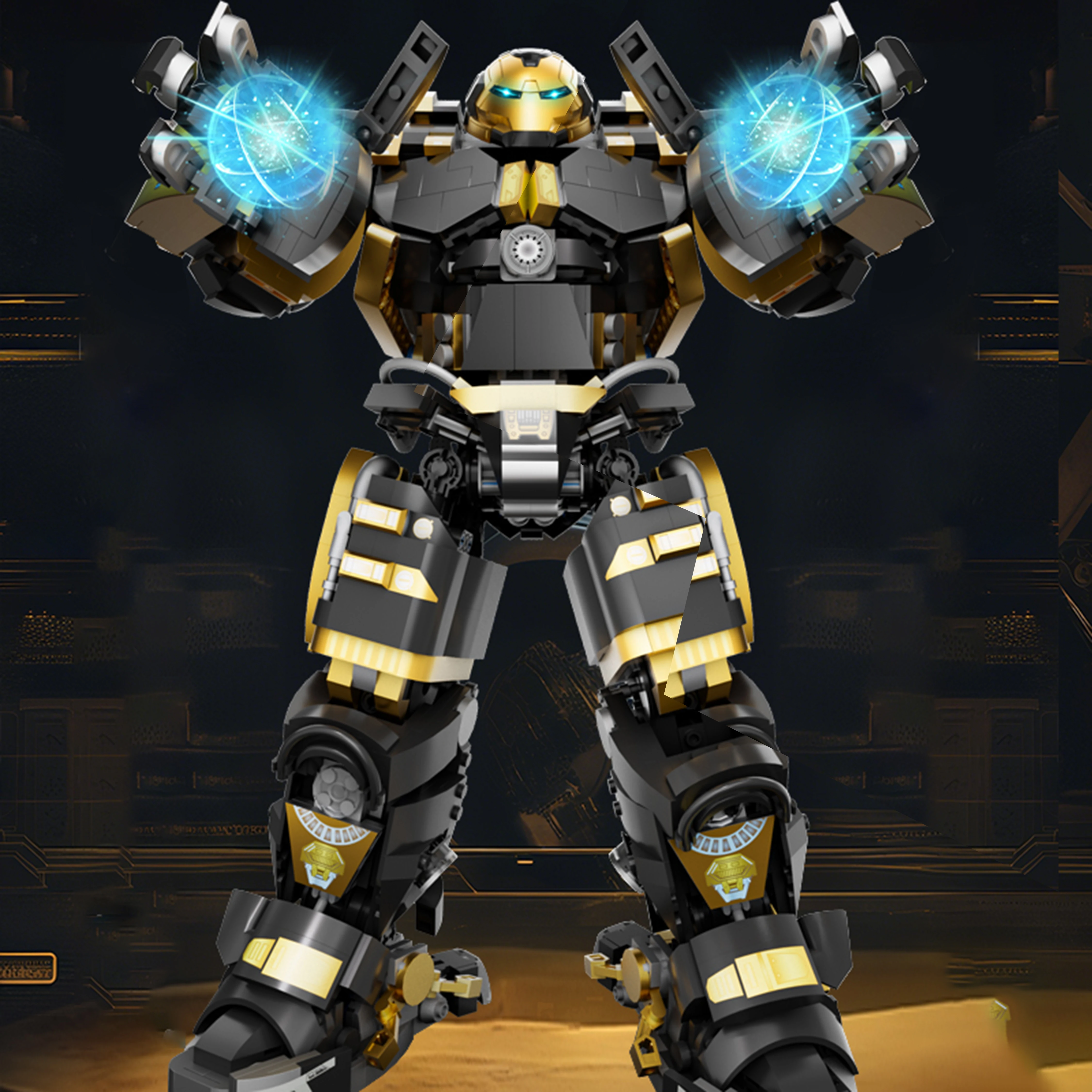 

2300+PCS Black Gold 10537 Mecha Robot Armor Building Block Model High Difficulty Assembly Kit Gift for Teens Adults & Hobbyists