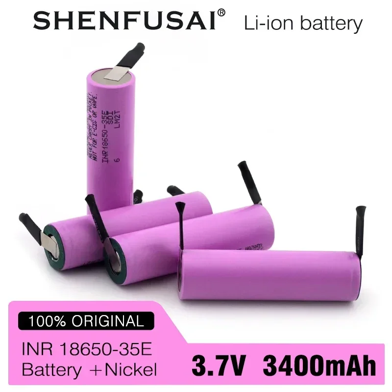 Lithium ion rechargeable battery 18650 35E 3.7V 3000mAh high power discharge 20A high current DIY nickel strip