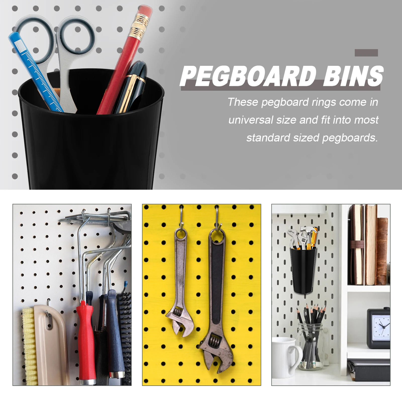 

1 Set Pegboard Hooks Kit Silver Wrench Holder Storage Organizer Workshop Garage Hardware Tools Bins Holders Cups Rings