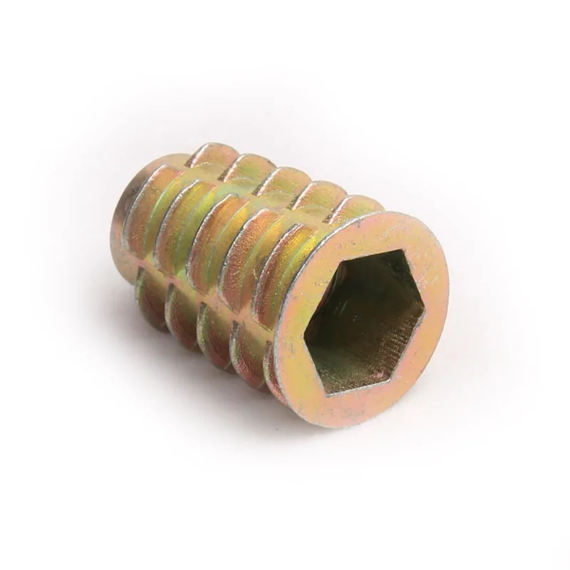 

M4 M5 M6 M8 M10 Резьба из цинкового сплава для деревянной вставки Гайка Фланцевая шестигранная головка Мебельные гайки