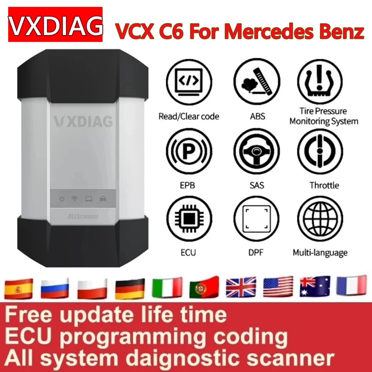 

VXDIAG VCX C6 For Mercedes Benz DIoP OBD2 Diagnostic Tools For MB Star C6 SD Connect Diagnosis obd2 Code Reader Scanner for Benz