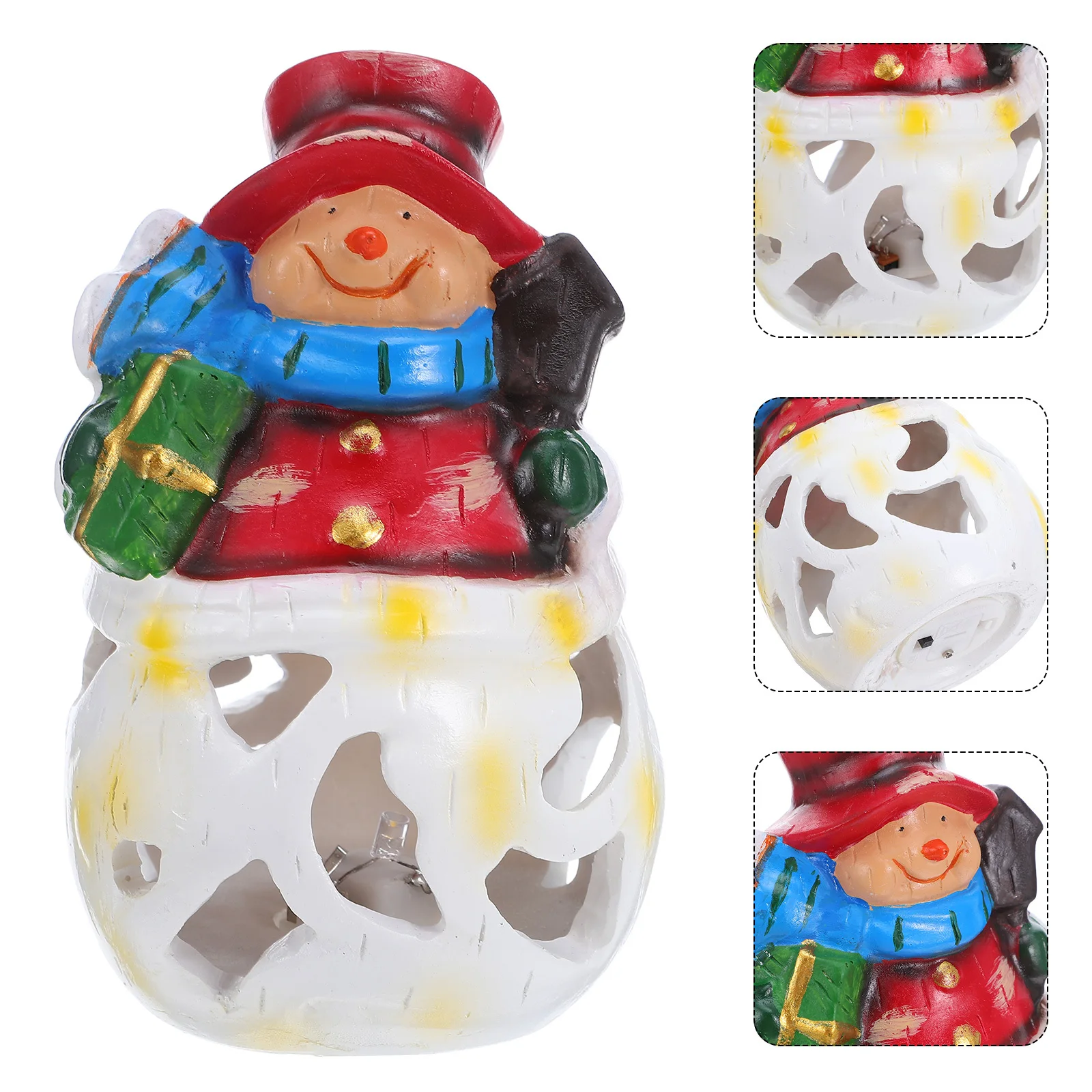 Snowman Night Light Resin Lamp LED Christmas Tabletop Lamp Holiday Snowman Decoration Lighted Winter Centerpiece Christmas Table