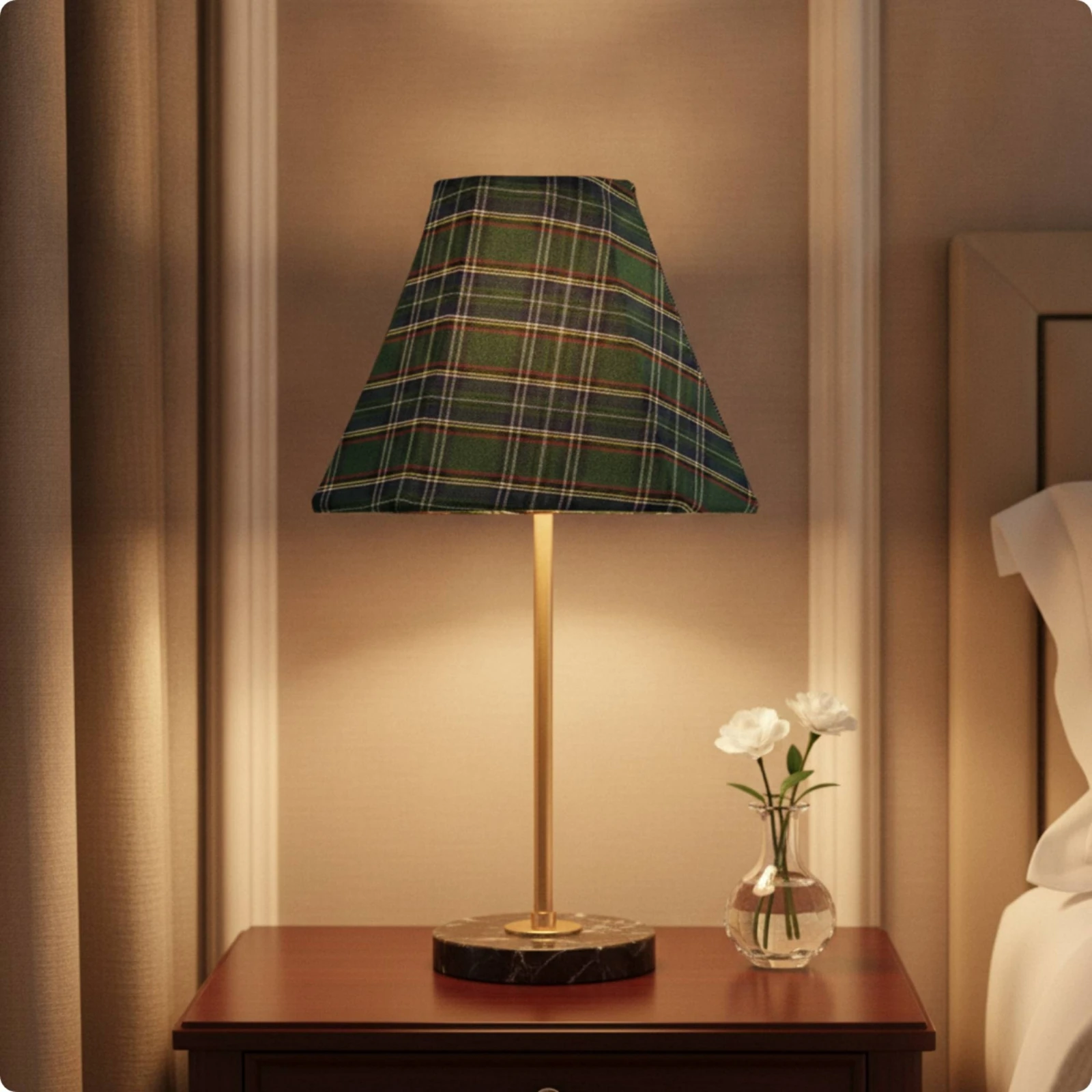 Plaid Lampshade Green Cloth Lampshade Lamp Shade Plaid Elegant for Table Lamps