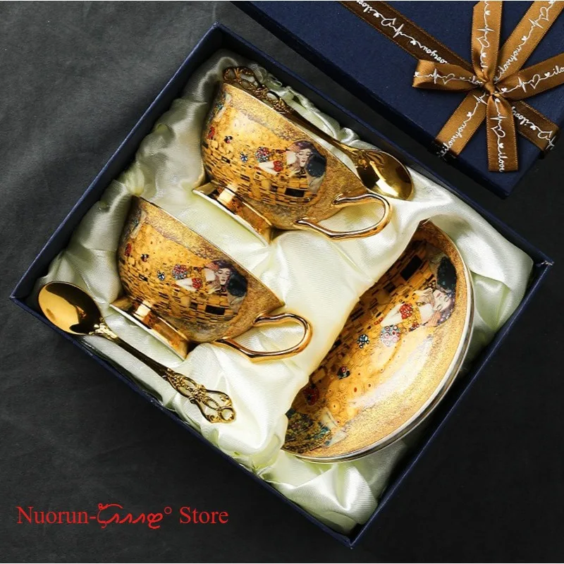 European Bone China Coffee Cup Saucer Set Gift Box Ceramic Tea Mug Afternoon Tea Present flag pole kit