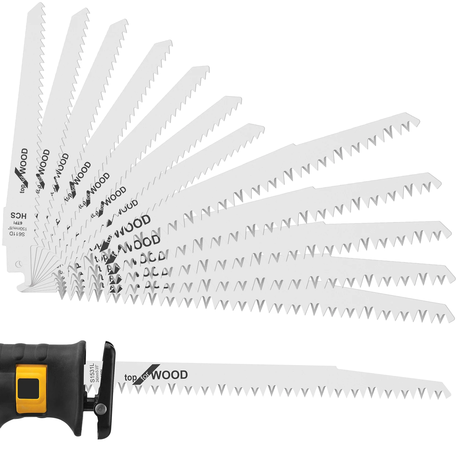 Lame de scie alternative tranchante, lame d'élagage HCS, coupe rapide, outil de travail de calcul, coupe-bois, 6 TPI, 5TPI, 12 pièces