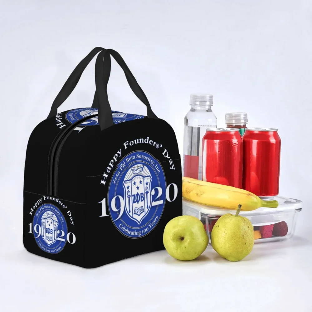 Zeta Phi Beta Lunch Bag Isolado para Mulheres, Refrigerador Térmico Reutilizável, Lancheira de Comida, Recipiente de Piquenique para Crianças, Tote da Escola, Crianças