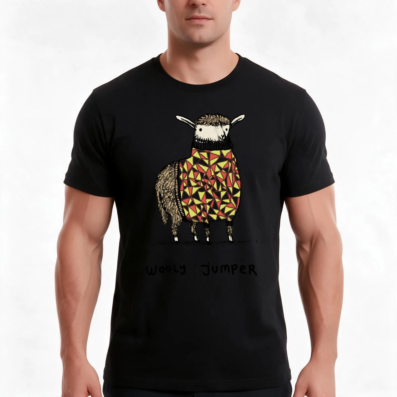 Wooly Jumper T-Shirt, Summer Casual Cotton Tee, Oversized Streetwear Tops, Vintage Graphic Print, Loose Fit Short Sleeve