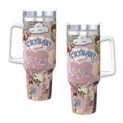 Melanie Martinez Patroon Autokokken Met Rietjes Muziek Zanger Strand Koude Drank Waterfles Houd Warmte Grote Thermische Mok