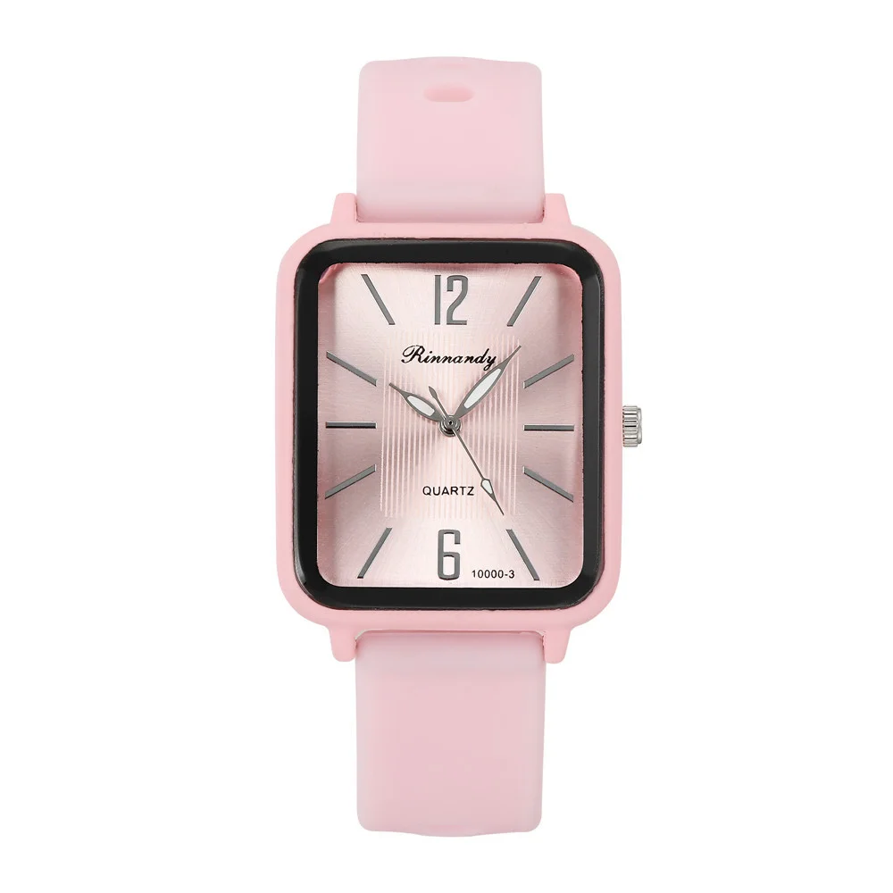 Relógio Digital Quartz Simples para Senhoras, Relógio De Pulso De Silicone Rosa, Relógio Quadrado, Lazer Esporte Presente, Moda Quente, 2024