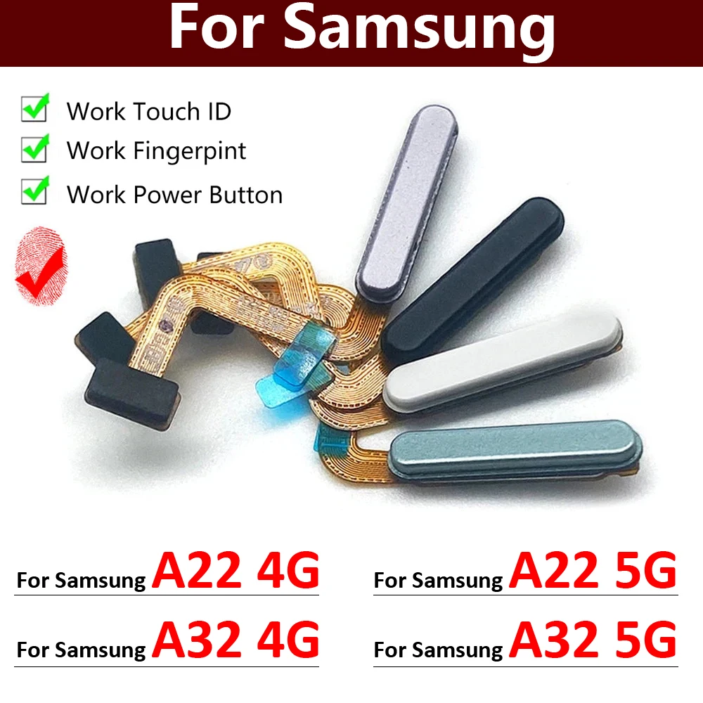 Sensor de reconocimiento de huella dactilar para Samsung A22, A32, 4G, 5G, ID, botón de inicio, menú de huellas dactilares, tecla de retorno, Cable flexible, nuevo