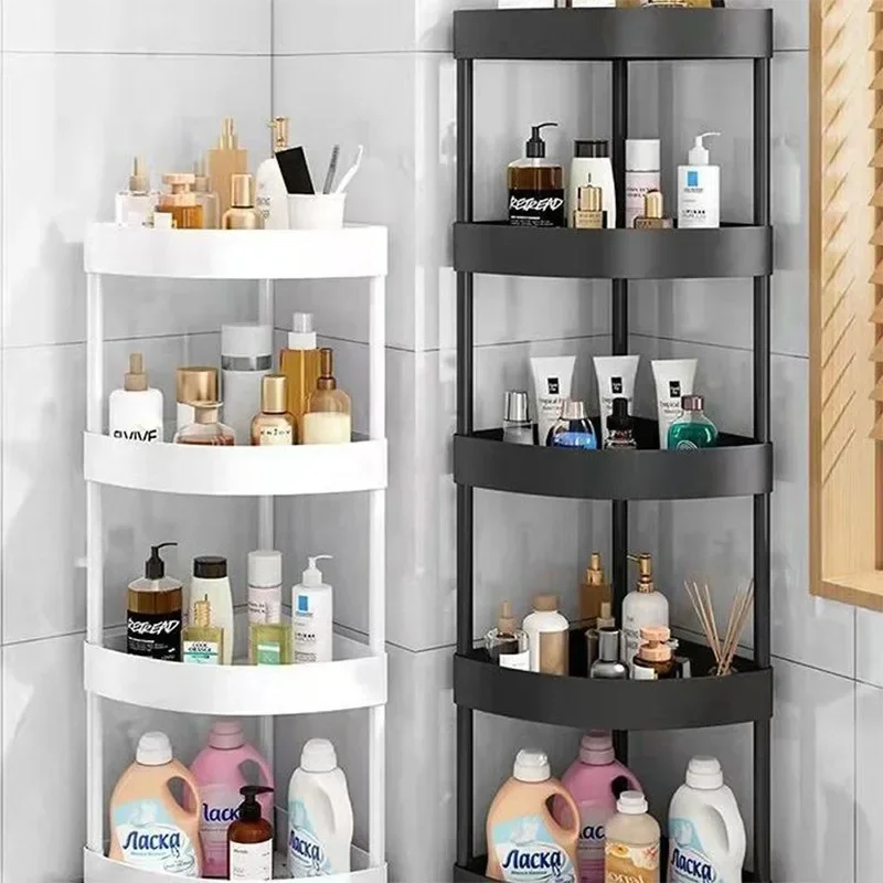 5 Layer Triangular CornerStorage Shelf, Bathroom Storage Rack, 360 Degree Rotatable for Bedrooms Bathrooms Kitchens Living Rooms