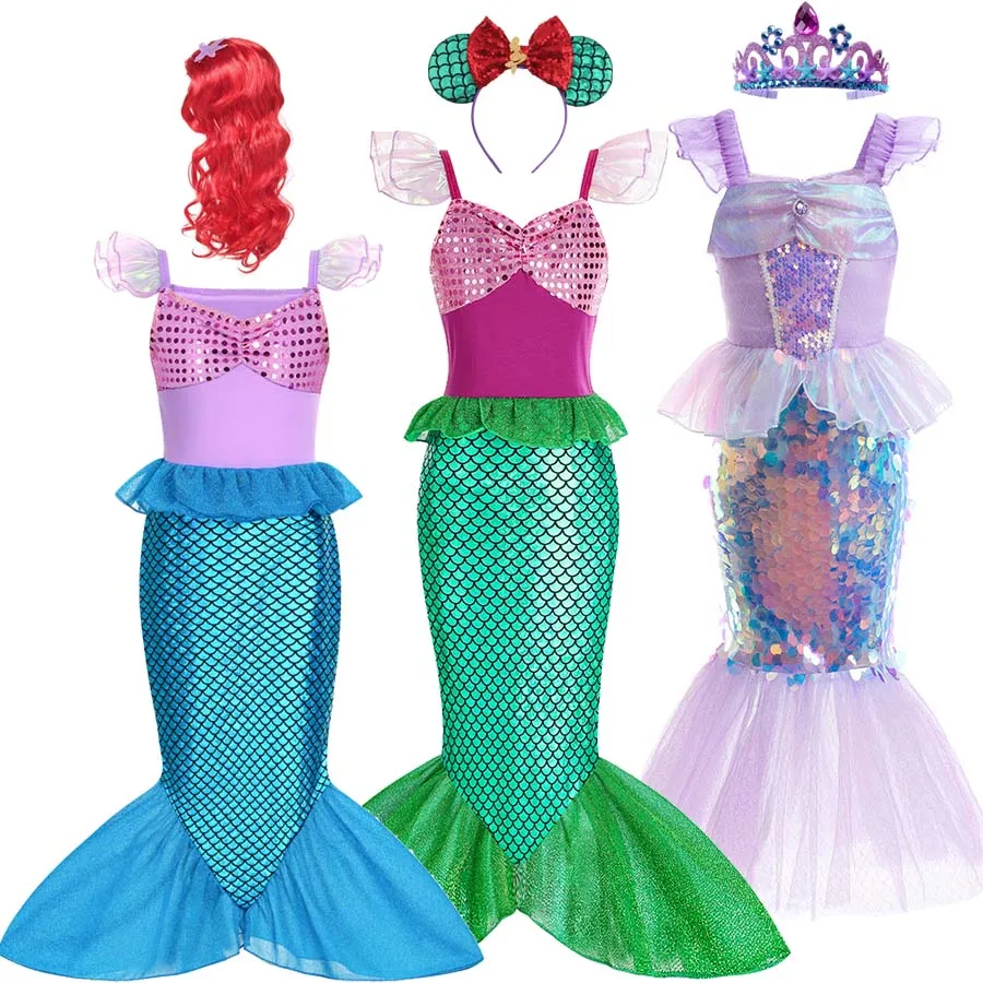 Fancy Little Mermaid Ariel Princess Costumes Kids Dress For Girls Cosplay Children Carnival Birthday Party Clothes Mermaid Dress