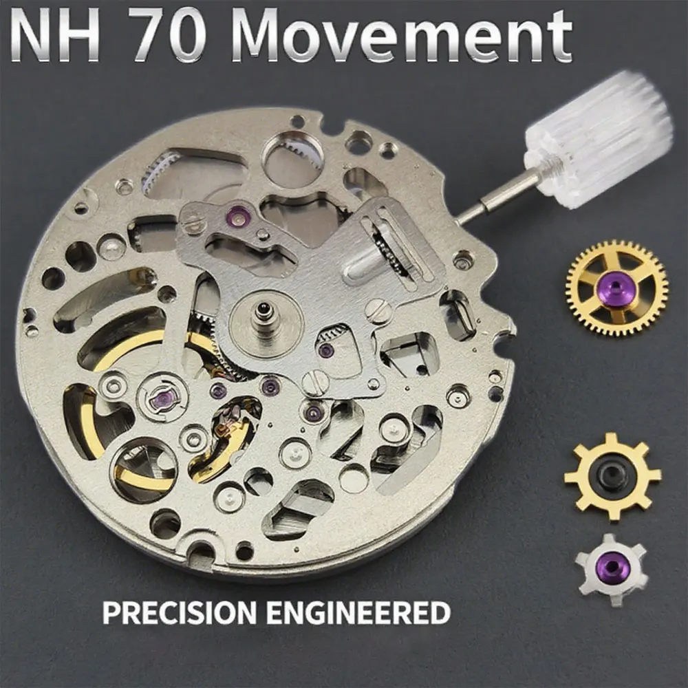 Jap NH70 NH72 Mechanical Movement 24 Jewels Skeleton Mechanism Modification Automatic Watch Replace Movement