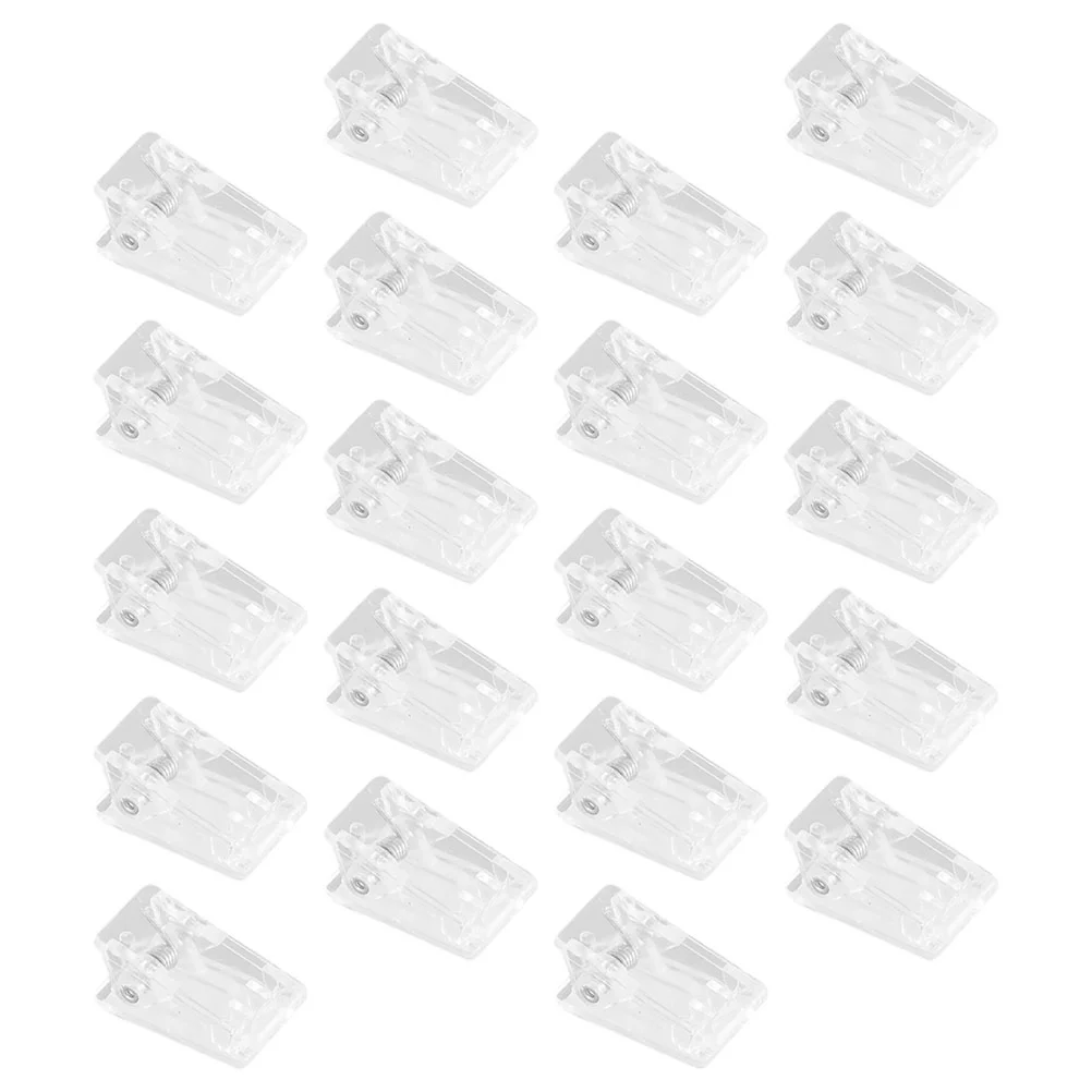 20 Pcs Transparent Photo Folder Wall Clips for Hanging Plastic Badge Adhesive Small Clear Documents