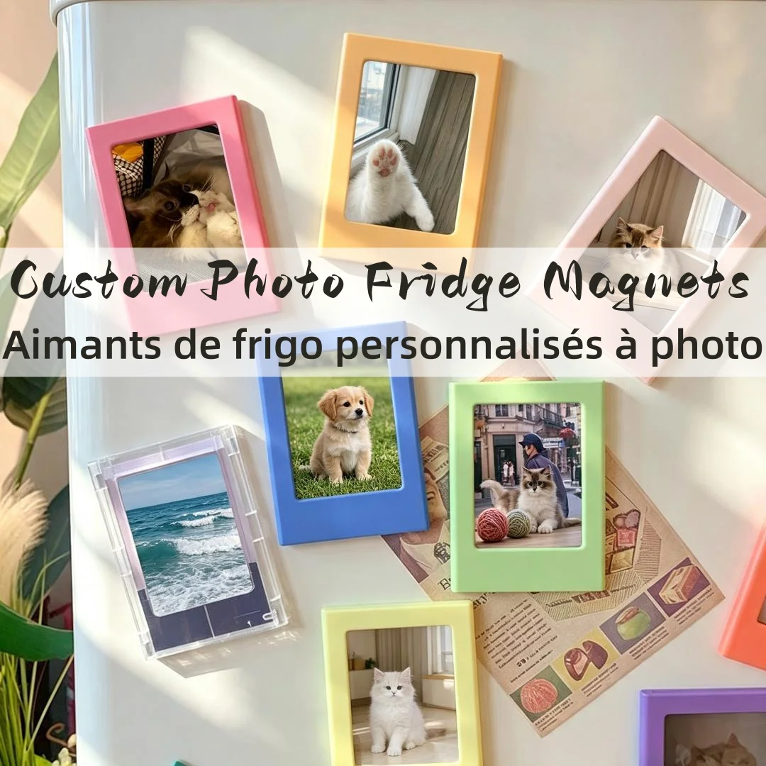 Customizable Fridge Photo Magnet Frame Cheap Custom DIY Insert Your Own Picture Magnetic Refrigerator Photo Holder Family Gift