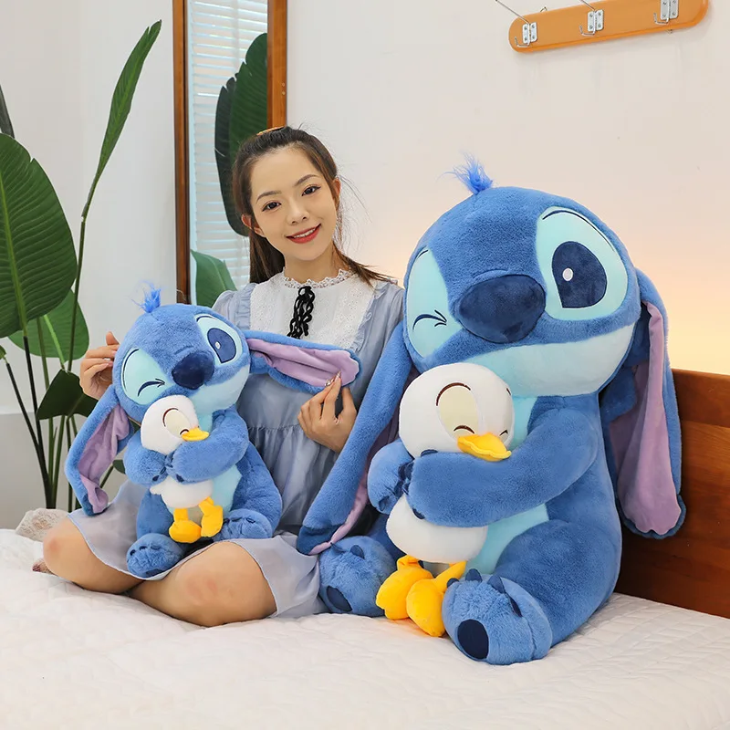 30/45cm Giant Size Stitch Duck and Duck Doll Interstellar Baby Disney Stitch Plush Toy Pillow Doll Birthday Gift for Girls