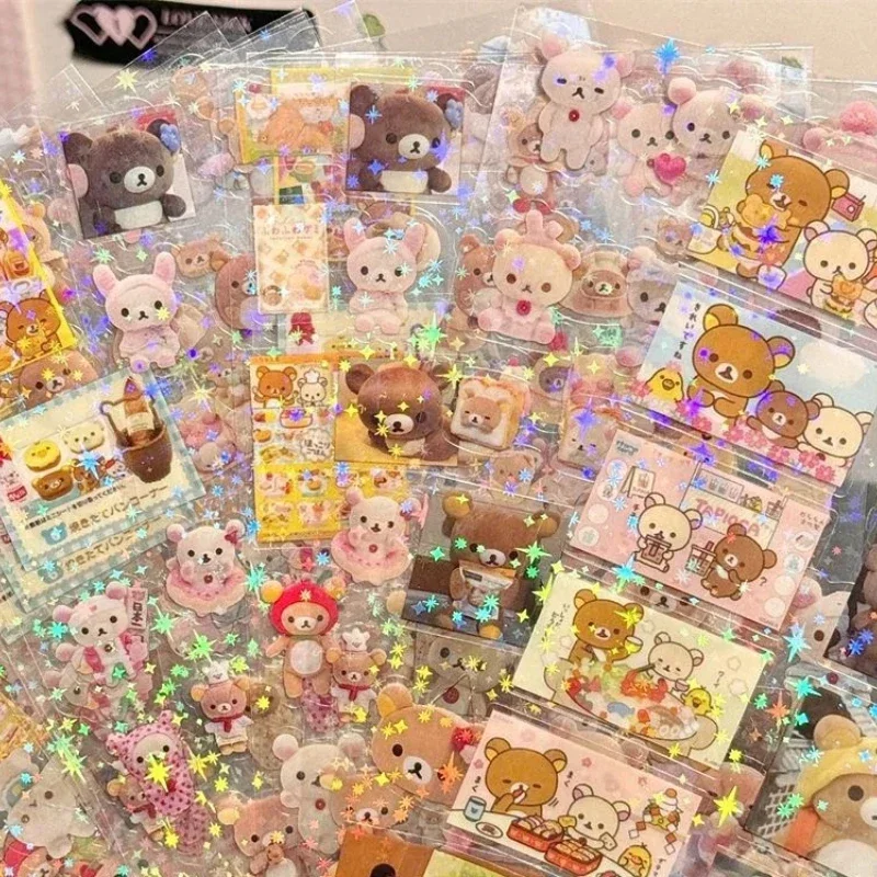 يموت قطع ملصق الكرتون لطيف مرحبا كيتي Rilakkuma ملصقات 5 قطعة كتيبات أنيمي المواد وامض الليزر ملصق لعبة طفل