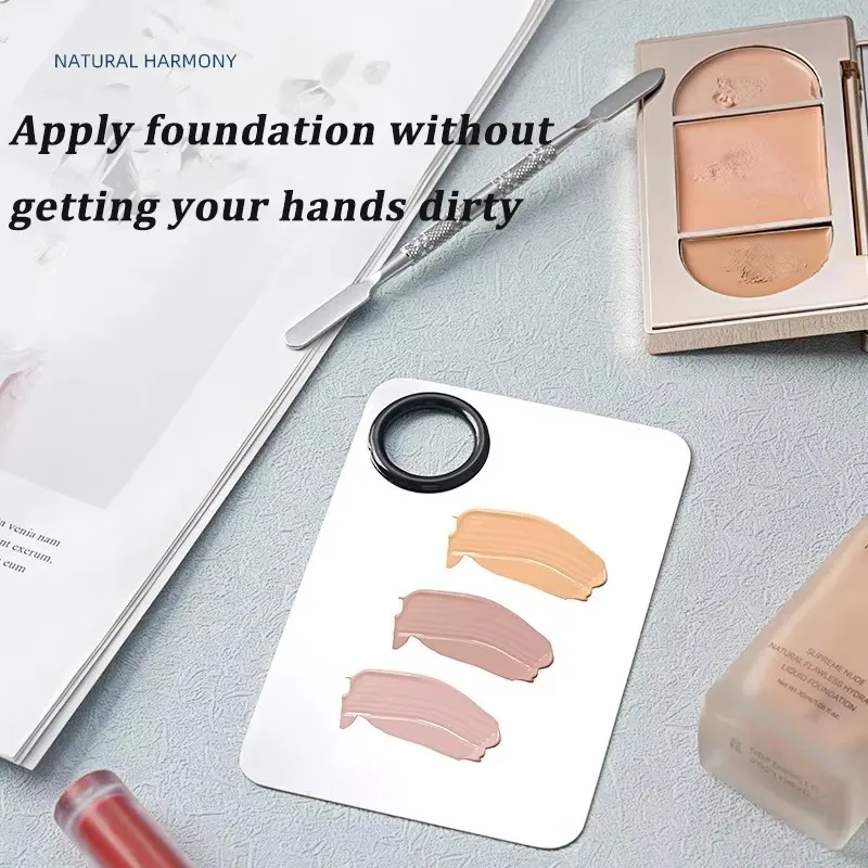 Paleta de mezcla de maquillaje، bandeja mezcladora de Metal de acero inoxidable besteada con espátula، herramienta de arta pa