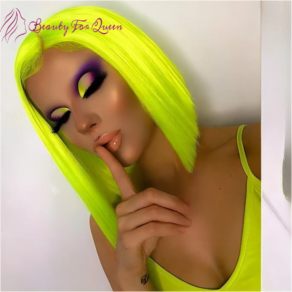 

Мятно-зеленый прямой короткий парик Боб - плотность 180%, 13x4, прозрачный кружевной фронтальный парик | 100% человеческие волосы для косплея, 100% человеческие волосы