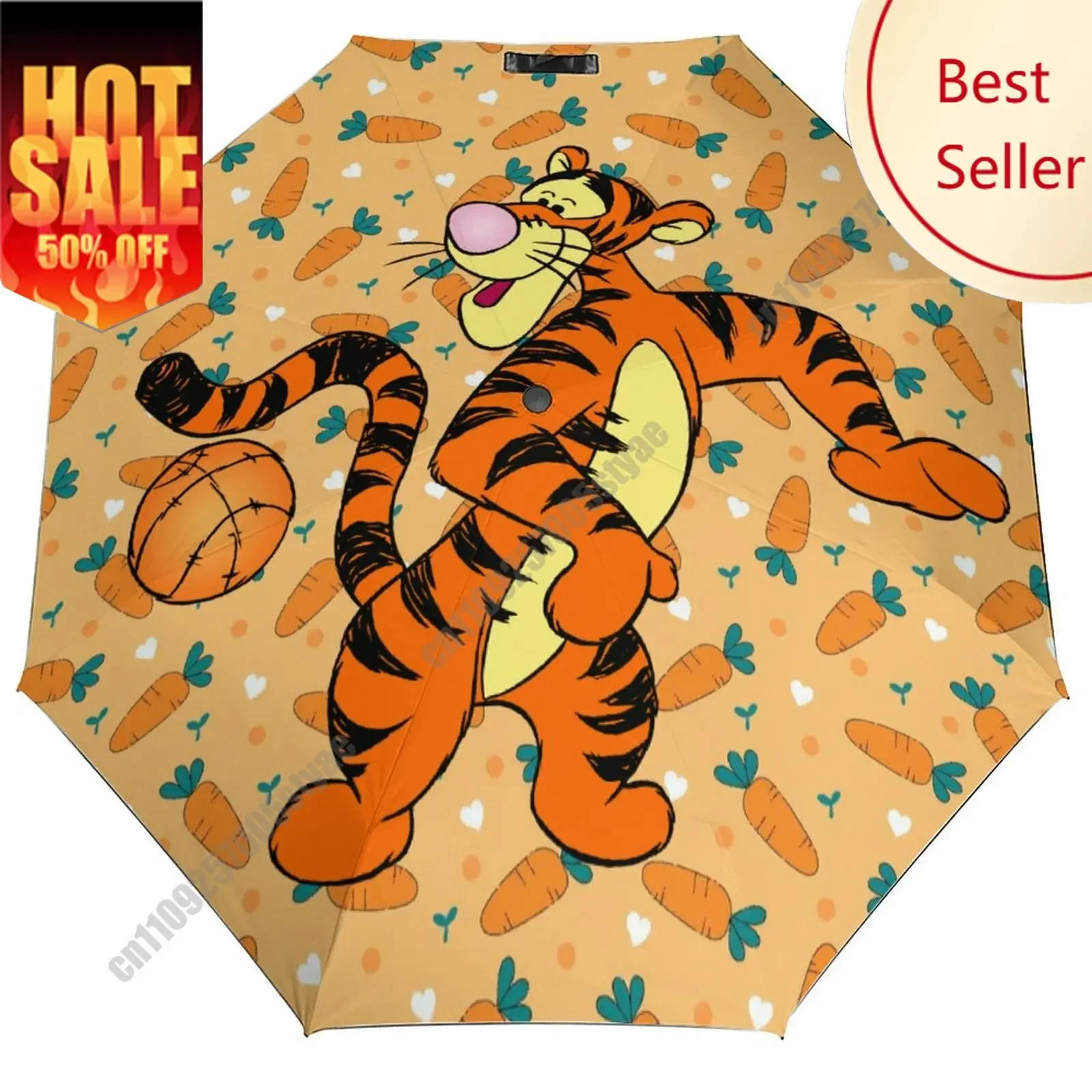 

Tigger Umbrella Disney Cartoon 3 Fold Auto Suitable Both Sunny Rainy Days Decoration Gifts Decor Custom Umbrella
