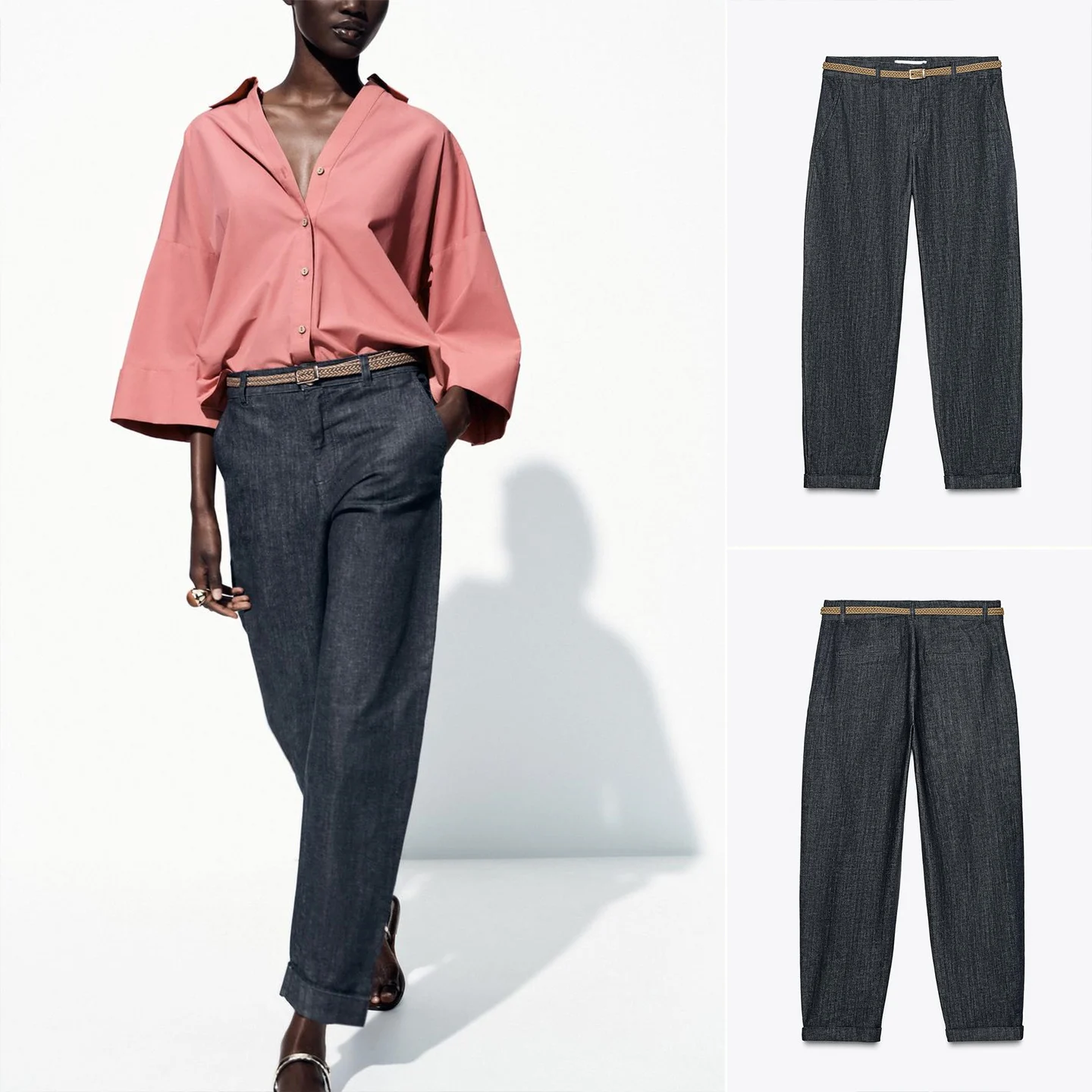 Sommer Neue Ankunft frauen matte Sle Mid-Taille Einzigen ket Gewebt Gürtel Denim Casual Hosen Hohe Taille Breite bein Zipper