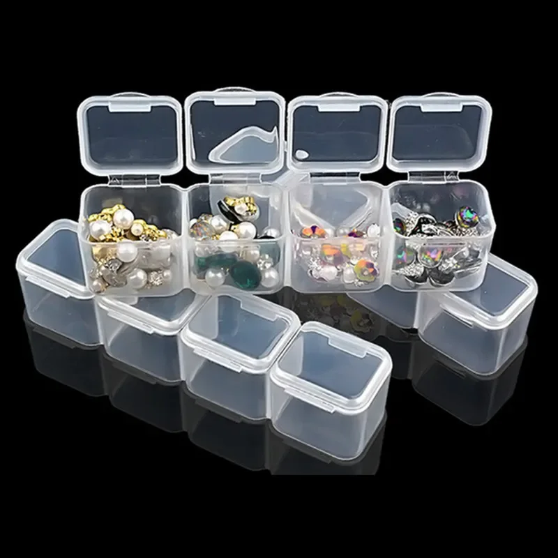 28 Cells Nail Art Storage Case Rhinestones Gems Accessories Clear Plastic Empty Container for Rhinestones Beads Organizer Box