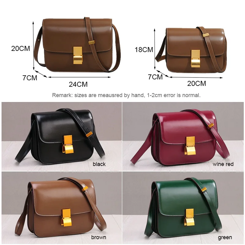 Famicare Women Luxury Bag Split Leather Flap Shoulder Bag Lady Fashion Vintage Small Square Messenger Female Box Handbag