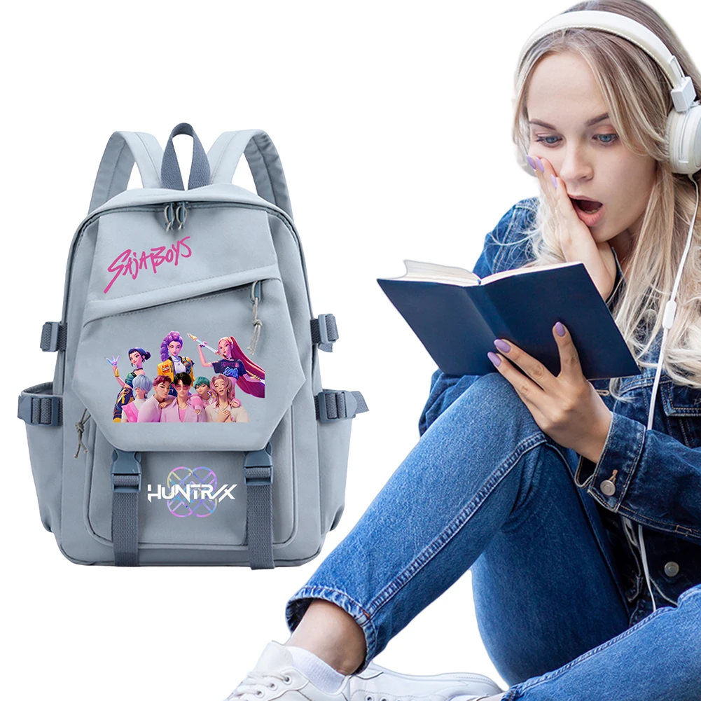 2025 KPop 悪魔ハンターズ Saja ボーイズプリントスクールバックパック女子スクールバッグ十代の若者のバックパック大容量学生バッグ