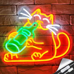 Cat Neon Sign LED Neon Light for Wall Decor Cute Cat Neon Sign Decor for Bedroom Home Bar USB Powered Birthday Gift