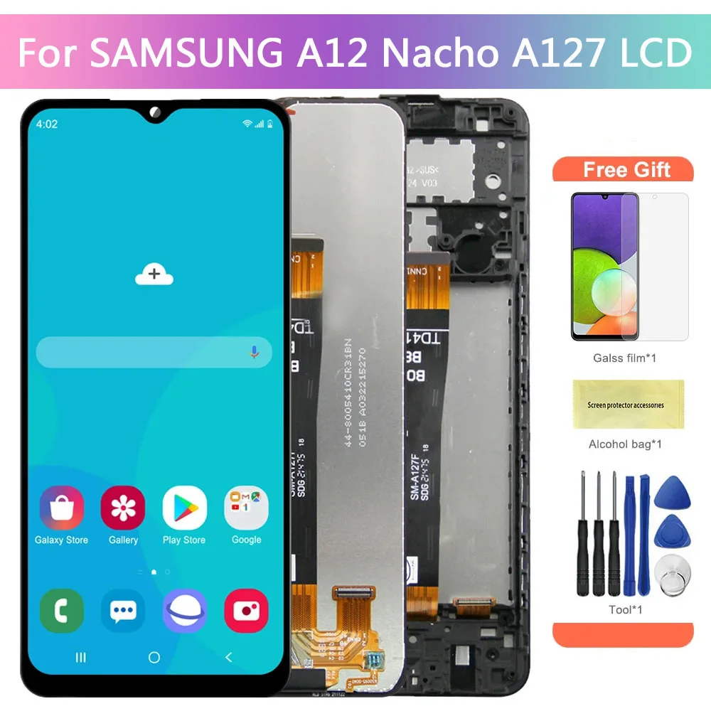 A12 Nacho Display Screen with Frame for Samsung Galaxy A12 Nacho A127 A127F LCD Display Touch Screen for Samsung A12S Screen