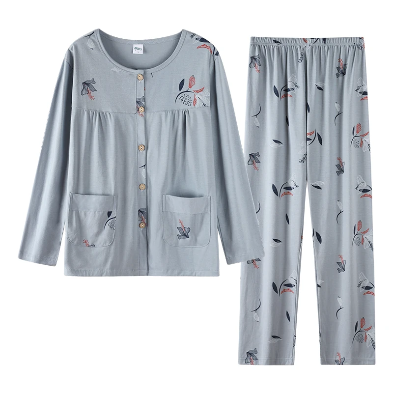 

Женский пижамный комплект с маленьким цветком, пижамы большого размера, Mujer, осенний милый милый кардиган принцессы с длинными рукавами и круглым вырезом, ночная рубашка, домашняя одежда