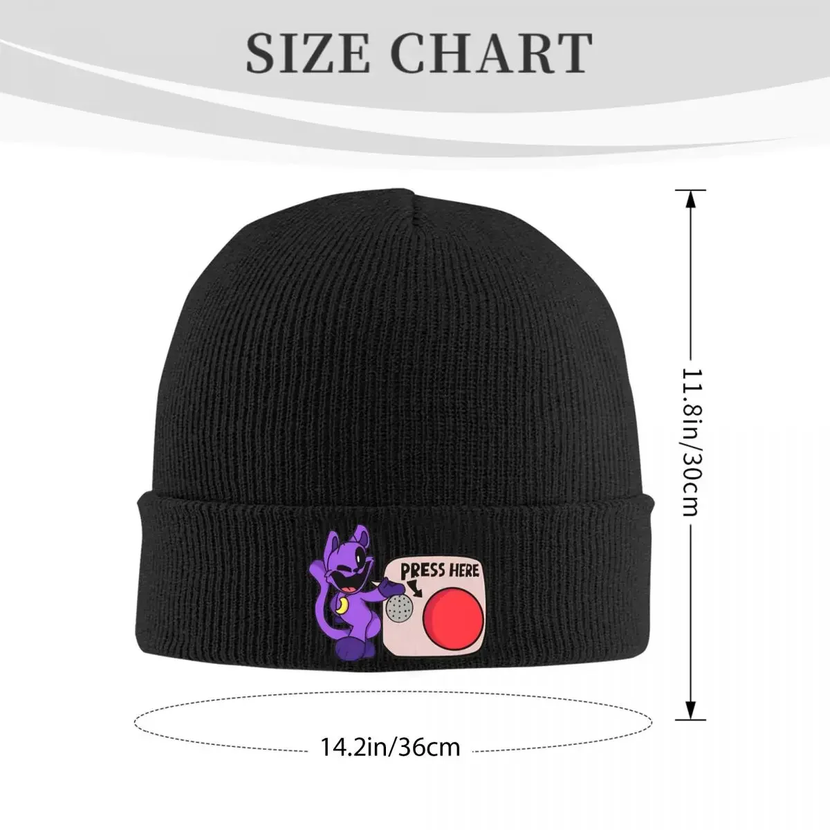 CatNap Smiling Critters Press Here Button Knitted Hat for Women Men Beanies Winter Hats Casual Caps