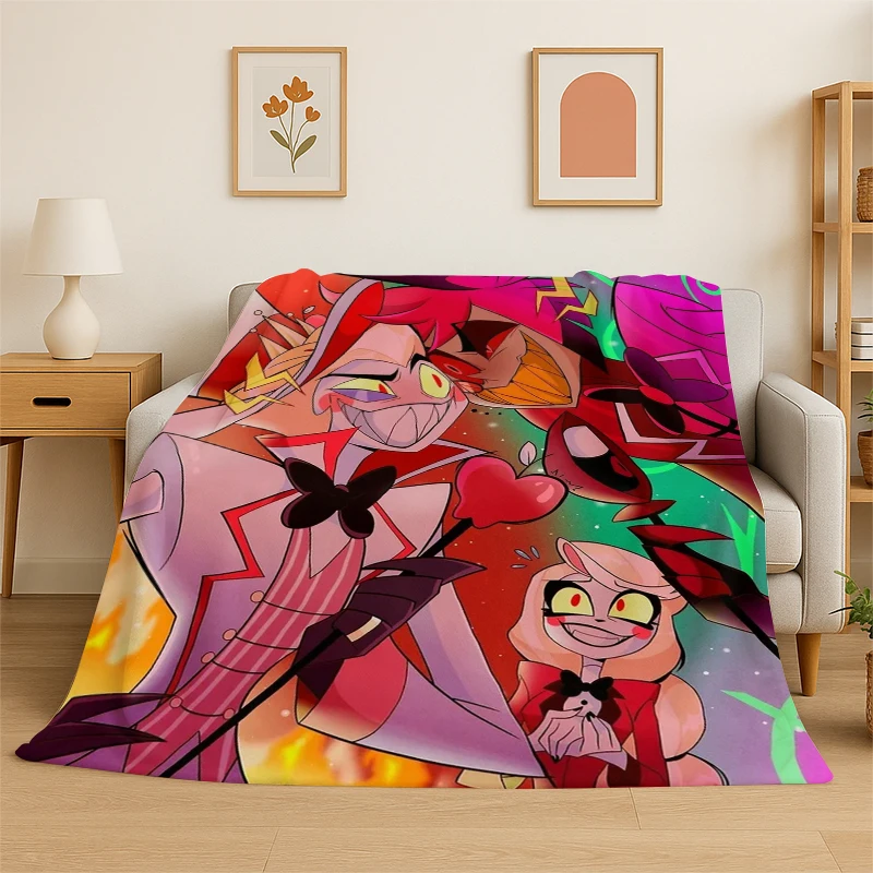 3D Cartoon H-Hazbin Hotel Charlie Flannel Blanket Soft Warm Throw Blanket for Bedroom Living Room Bed Travel Camping Picnic