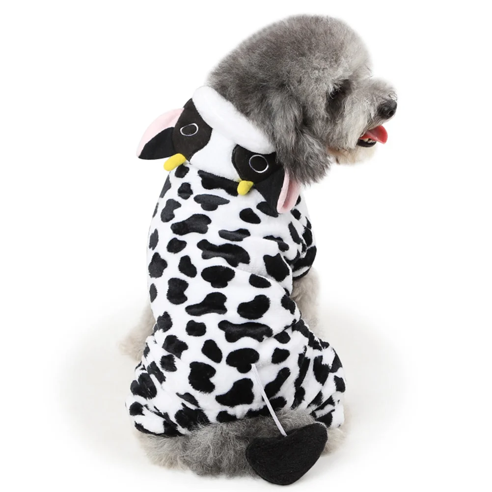 

Pet Dog Outfit Warm Halloween Milk Cow Costume Small Puppy Clothes Size M for Christmas Birthdays Pet Outfit Dog Clothes