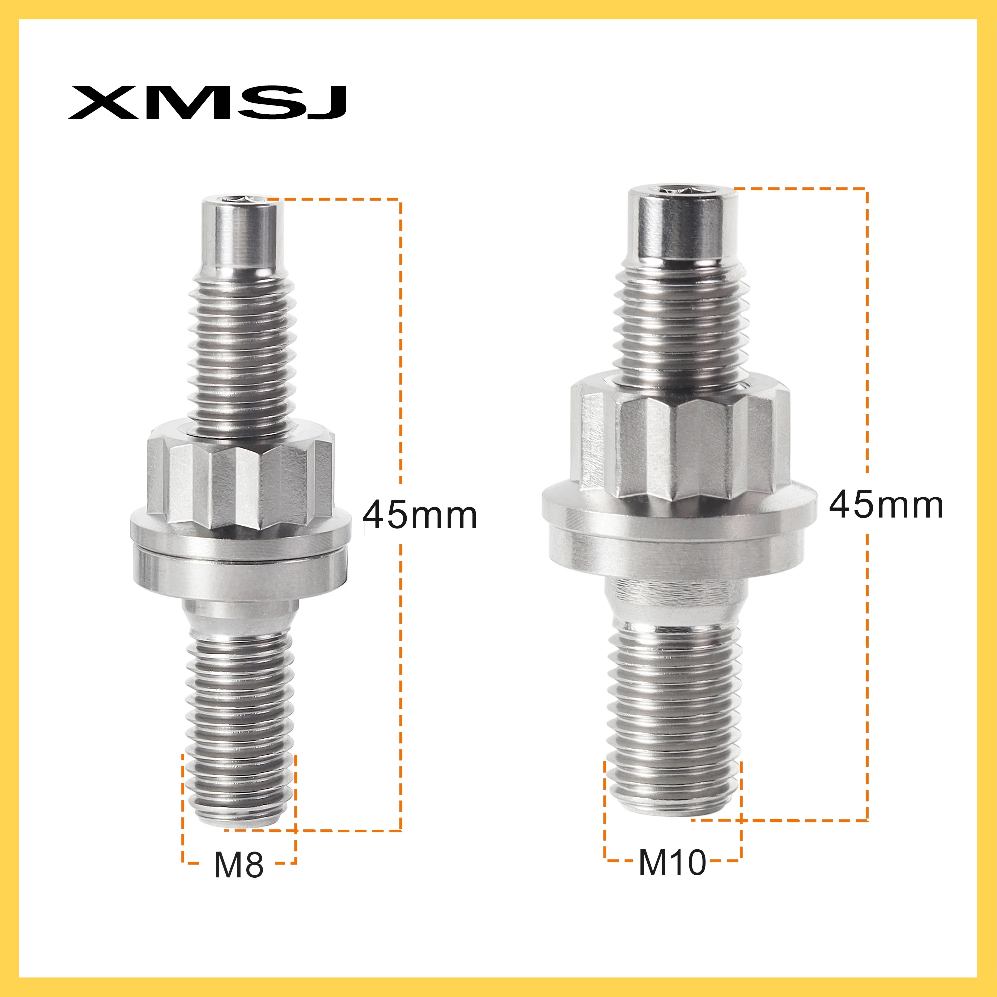 XMSJ M8/M10x45mm Titanium Alloy Intake Or Exhaust Manifold Stud Sawtooth Nut Bolt Flange Stud Used For Automobile Parts