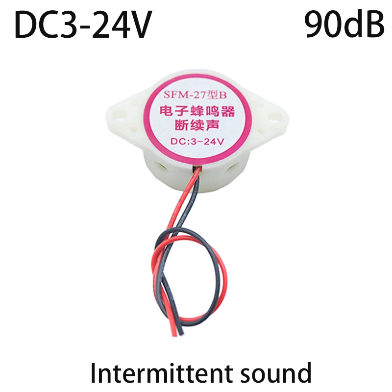 SFM-27 Active Piezo Buzzer Alarm Siren 3-24V Intermittent Continuous 95dB High Decibel Electronic Buzzer for Arduino DIY