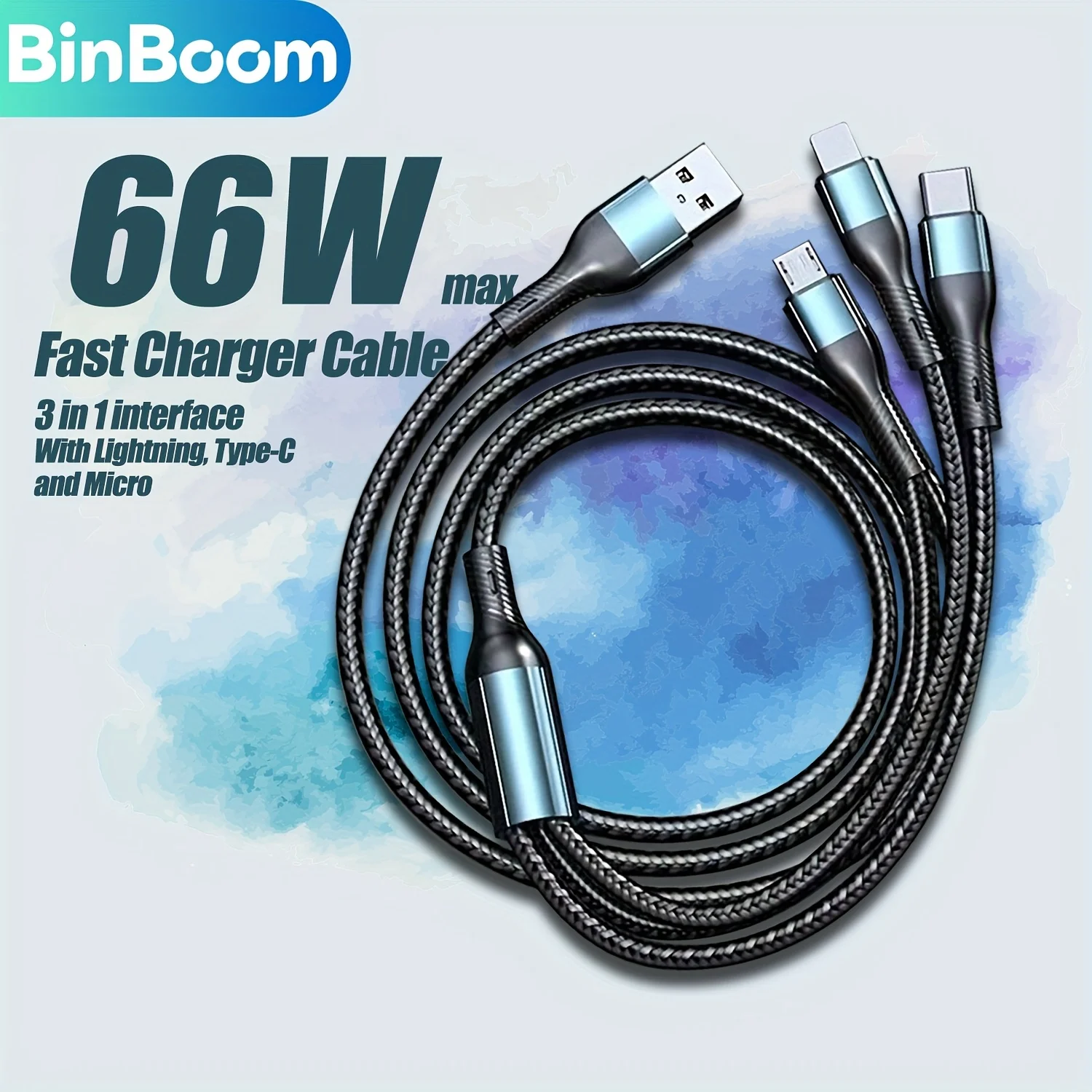 Cable cargador 3 en 1 de 120w Cable de carga rápida One Drag Three Apple Type-c USB A C Char